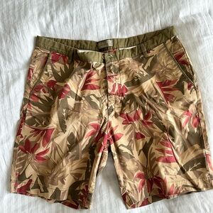 Zara Red and Green Flat Front Shorts